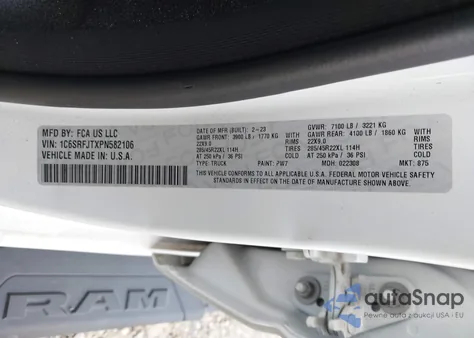 2023 Ram 1500 Laramie 4X4 5'7 Box from USA, damaged, VIN 1C6SRFJTXPN582106